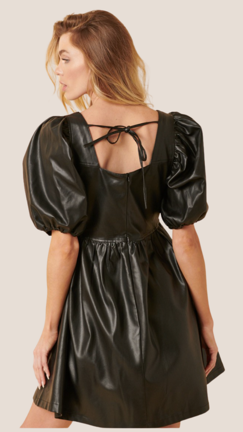 Back in Black Vegan Leather Dress Small