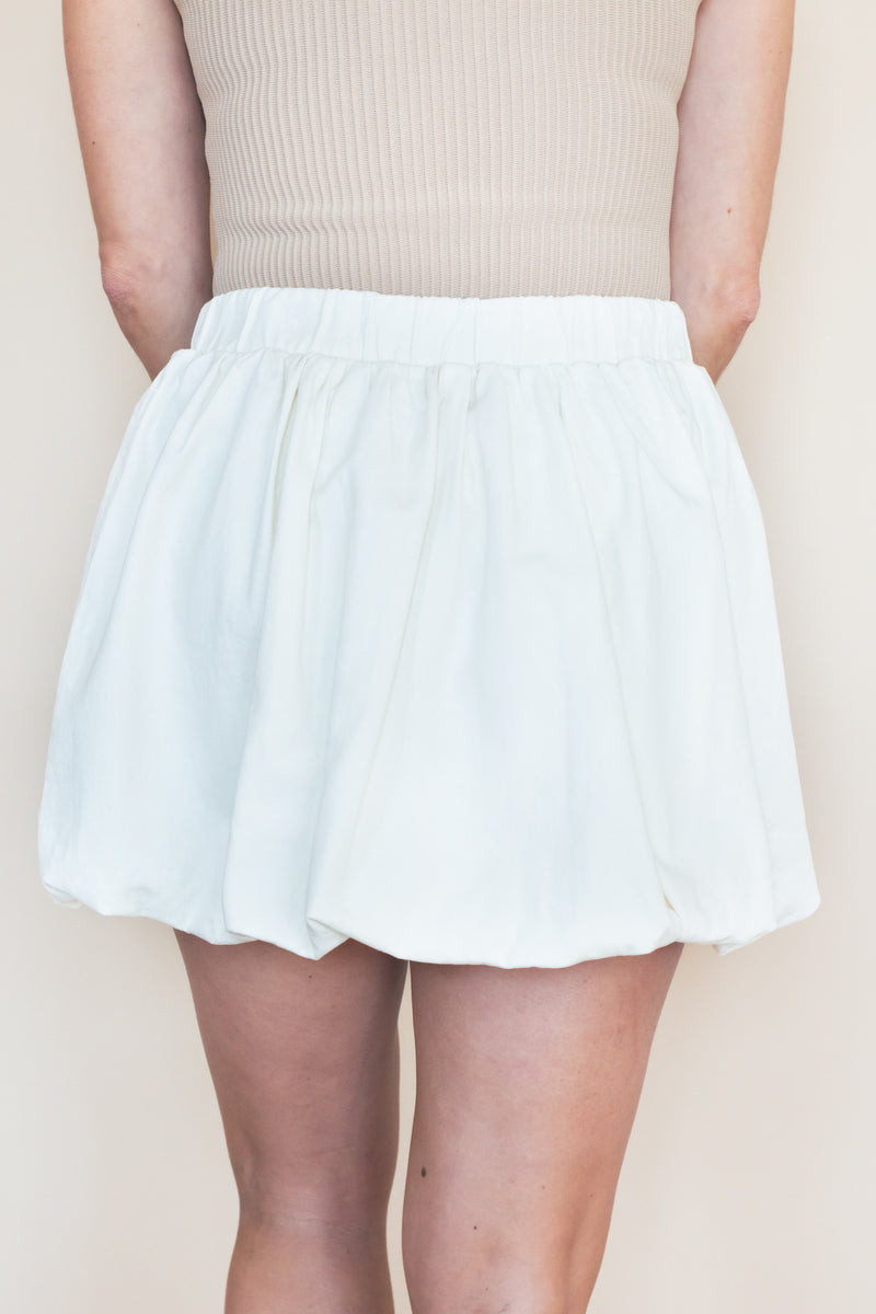 Twist and Puff Mini Bubble Skirt- Cream – Millie B.